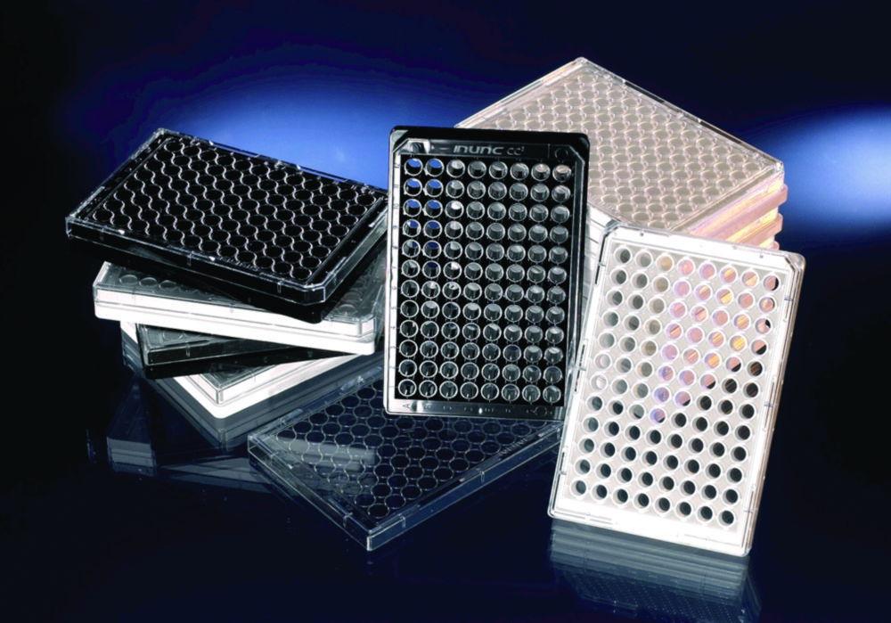 Thermo Nunc 96 Microwell Plates PS - Transparent Bottom, Black with Cover, Sterile (Pack of 10)