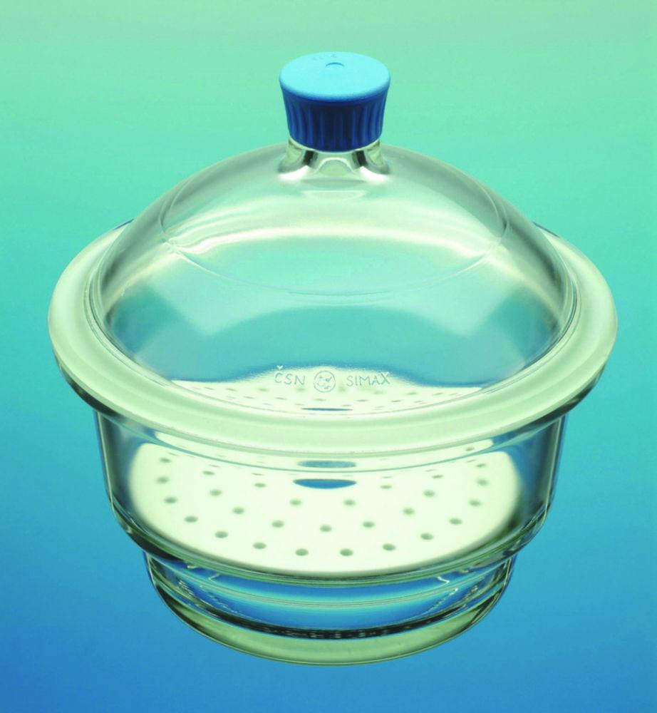 Bohemia Desiccator Ø 250 mm with Plastic Knob Lid and Porcelain Plate, Boro 3.3
