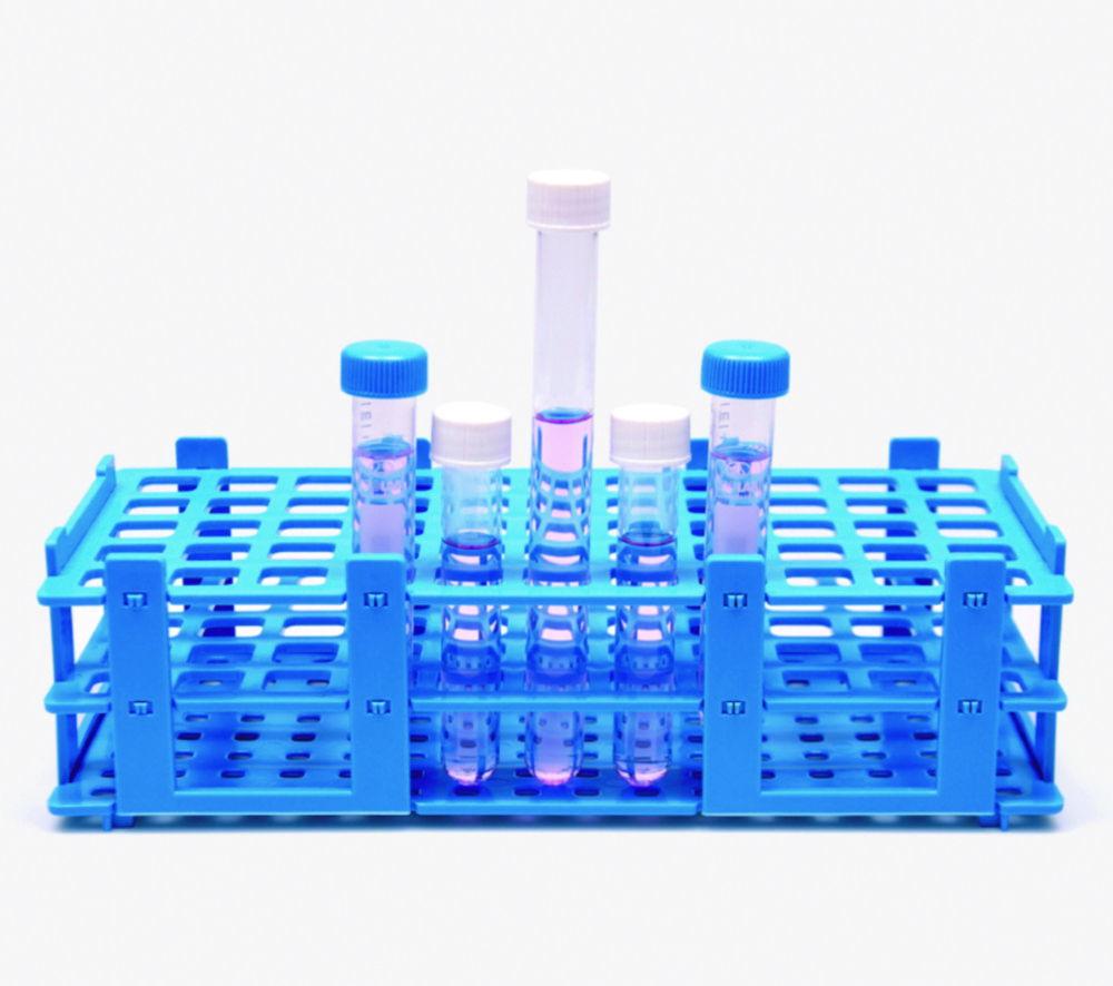 ISOLAB Test Tube Rack, Detachable, PP for 32 Tubes (4x8) with Dia. 25mm, Blue, 125 x 265 x 90 mm