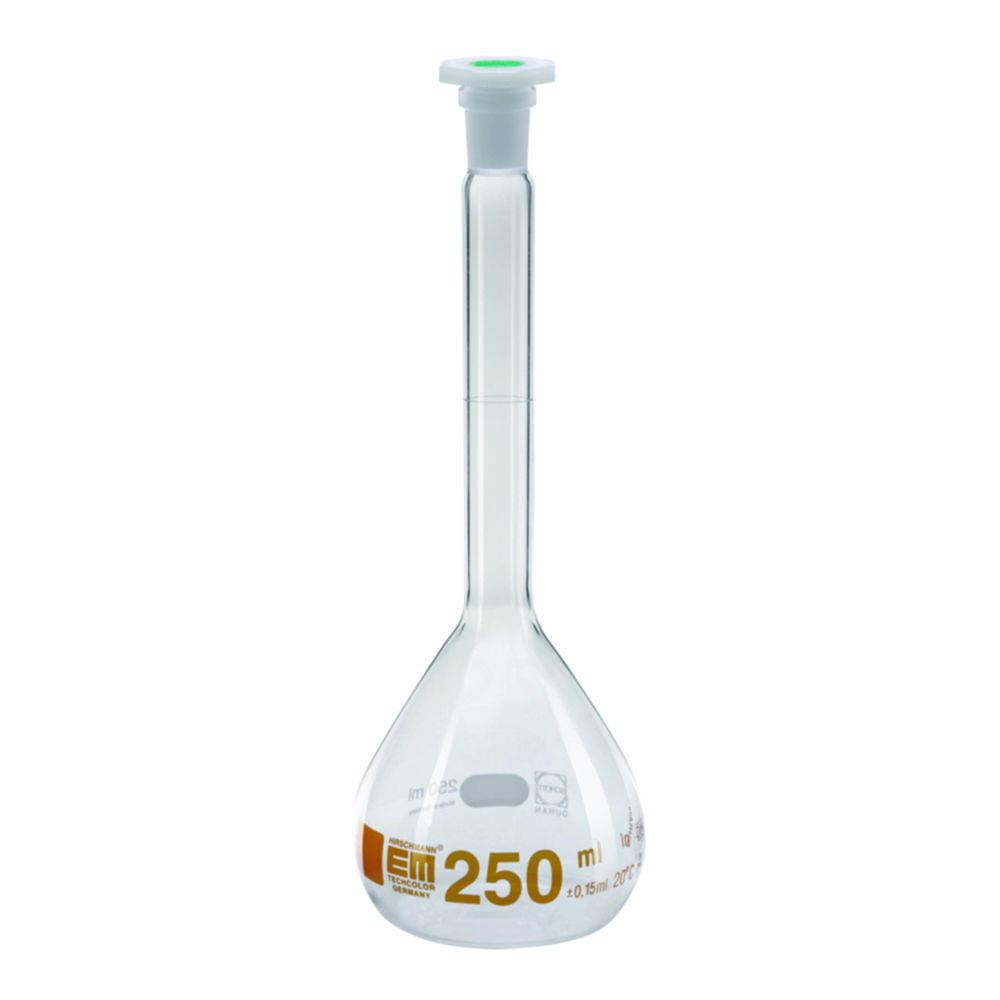 Hirschmann Volumetric Flask 1000 ml, Brown Graduated NS 24/29, Class A, with Poly Stopper DURAN, Conformity Certificated