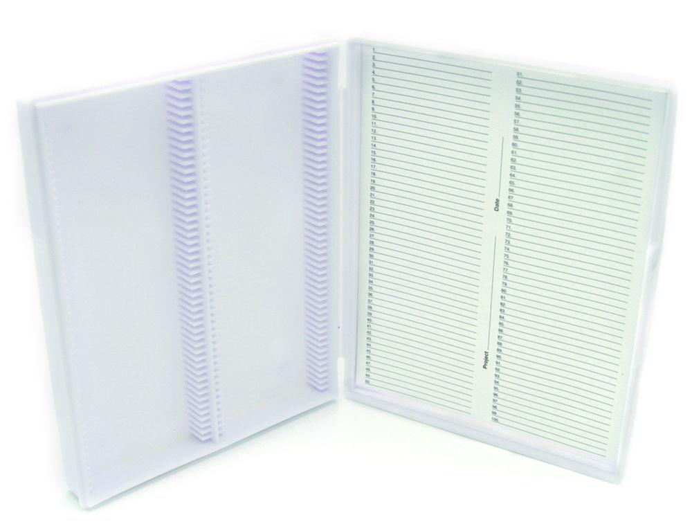 Heathrow Scientific Slide Box, White, for 100 Slides (210 x 169 x 37 mm)