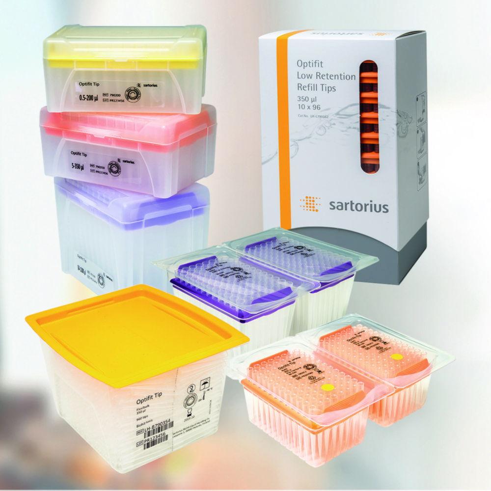 Sartorius Optifit-Pipette Tips 50-1200 µL Standard, 71.5 mm, Tips ID: H, Pre-Sterilized, Pack of 10x96