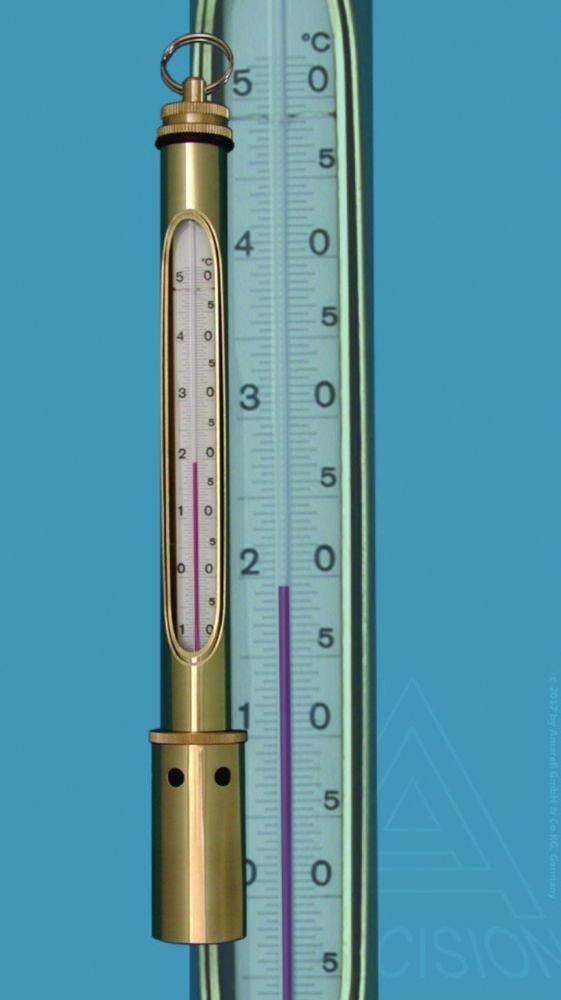 Amarell Well-Powered Thermometer -5°C...+35°C: 0.2°C, Frosted Glass Scale, KAP. Prismatic Blank, Red Special Filling