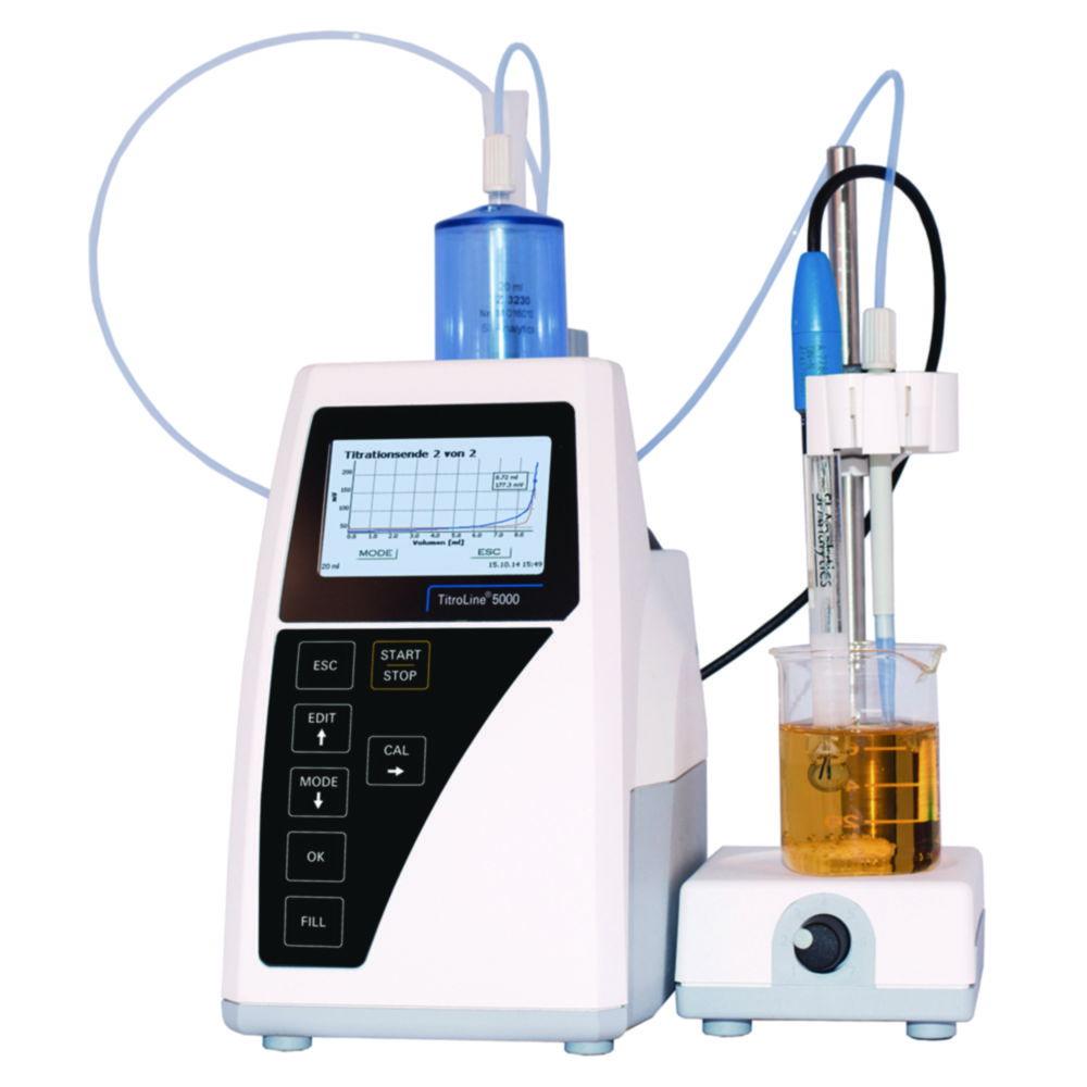 Xylem SI TitroLine TL 5000/20 M2 Base Unit, with pH Electrode + Buffer Set, with Dosing Unit 20ml TZ 3130, Magnetic Stirrer TM 50

