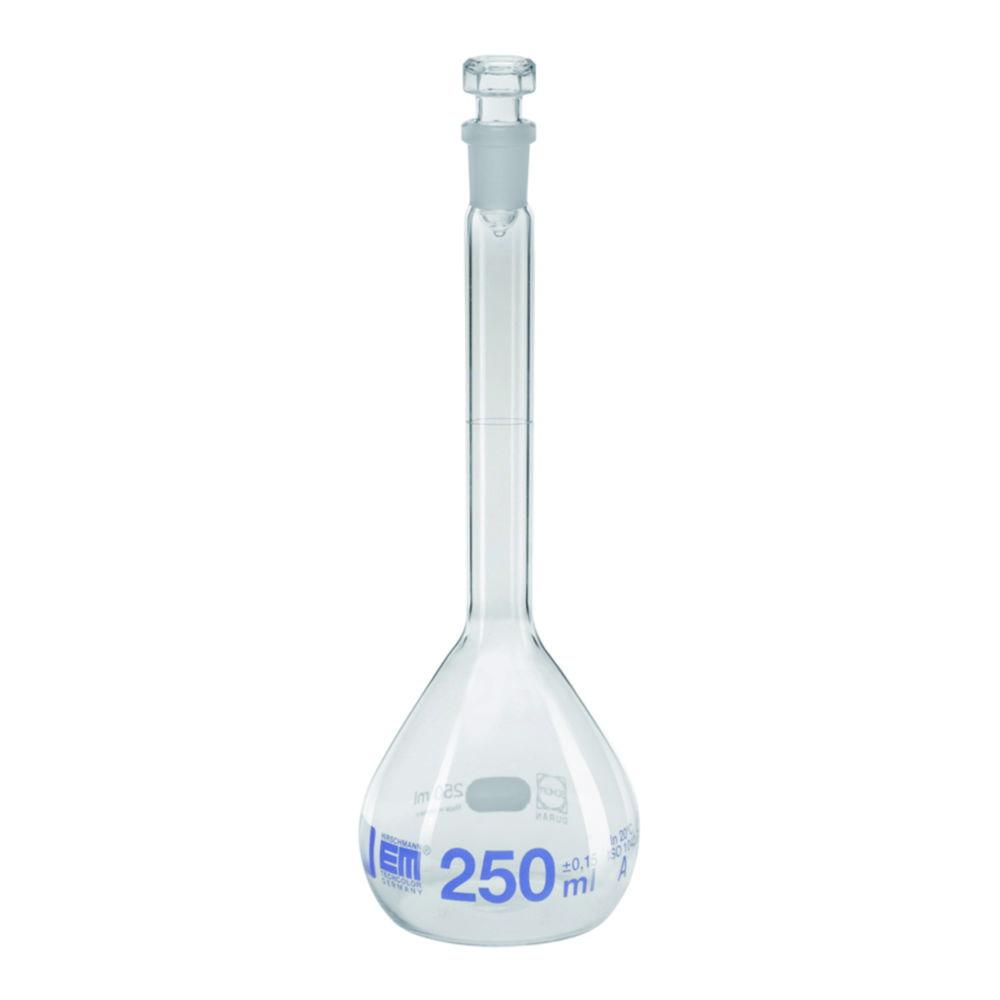 Hirschmann Laborgeräte Volumetric Flask 50ml, DURAN Class A, NS 14/23, Blue Graduation