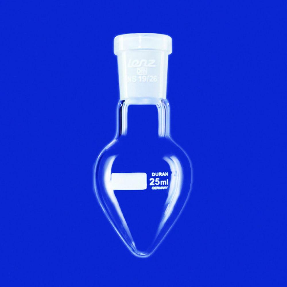 Lenz-Laborglas Pear-Shape Flasks, Single-neck, Cap, 100 ml, Socket NS 19/26

