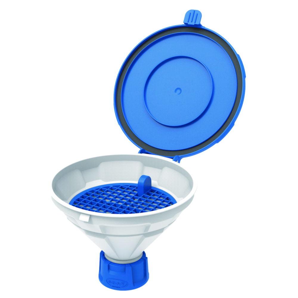SCAT Funnel with Lid "MARCO", V2.0, GL45, PE-HD with Removable Sieve, Ø 140 mm