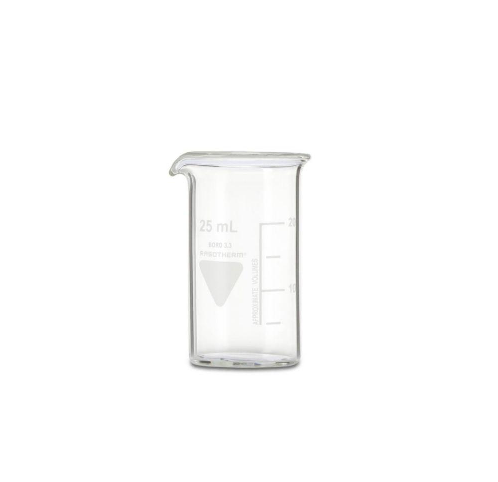 Scherf Beakers 25 ml, High Form, Boro 3.3, without Division and Spout, Pack of 10