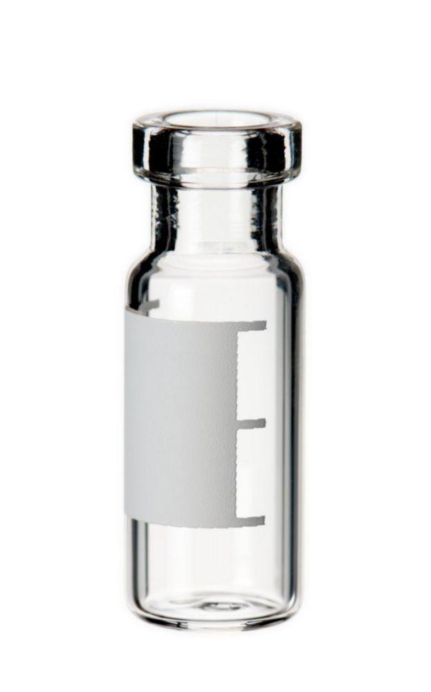 LLG Labware Beaded Rim Bottles 1.5 mL Clear Glass, 32 x 11.6 mm, Wide Opening with Writing Field, Pack of 100