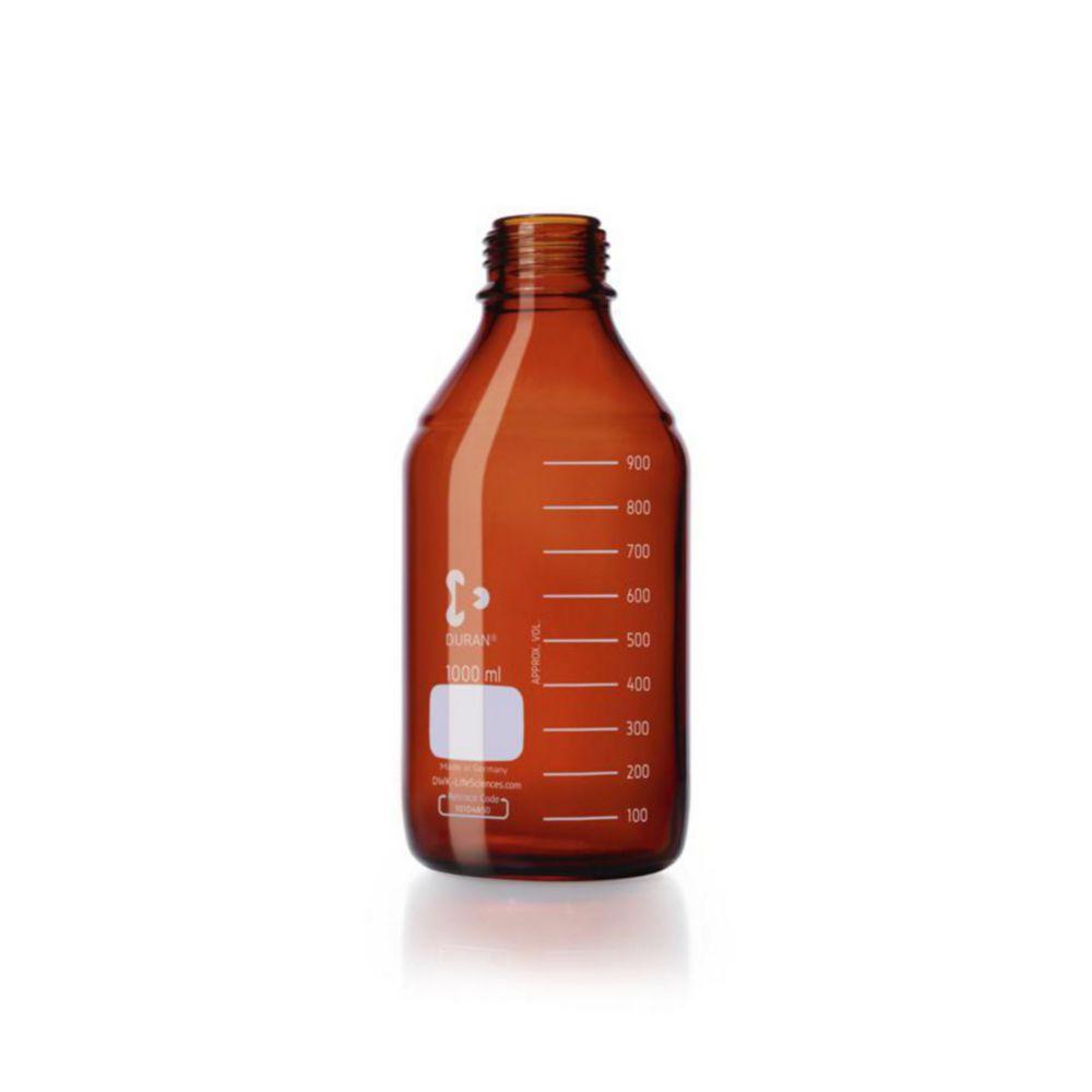 DWK Duran Amber Glass Laboratory Bottle, 1000 mL, Graduated, GL 45, Without Screw Cap