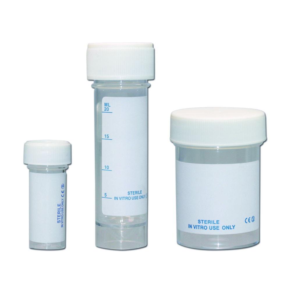 LLG Sample Containers, 30ml, PS with PP-Screw Cap and Plain Label, Pack of 50
