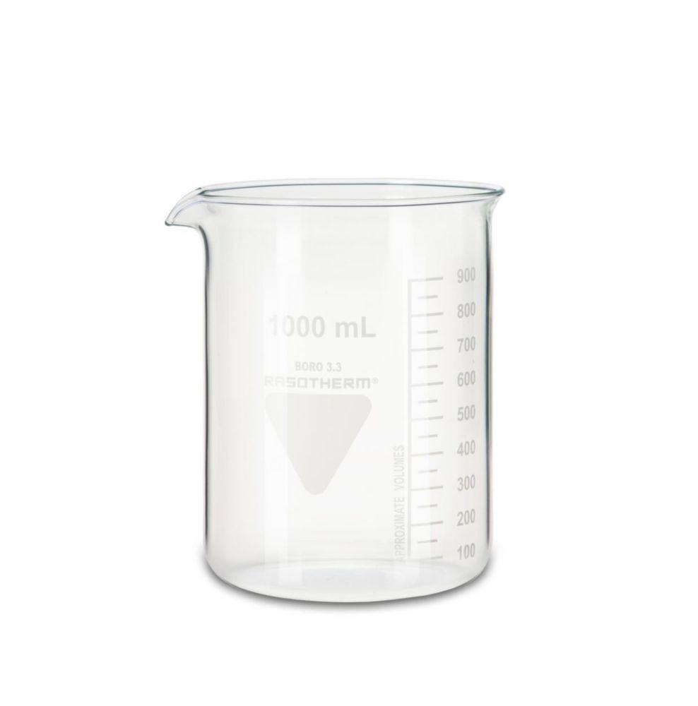 Scherf Beakers 1000 ml, Low Form, Boro 3.3, With Division and Spout, Pack of 10
