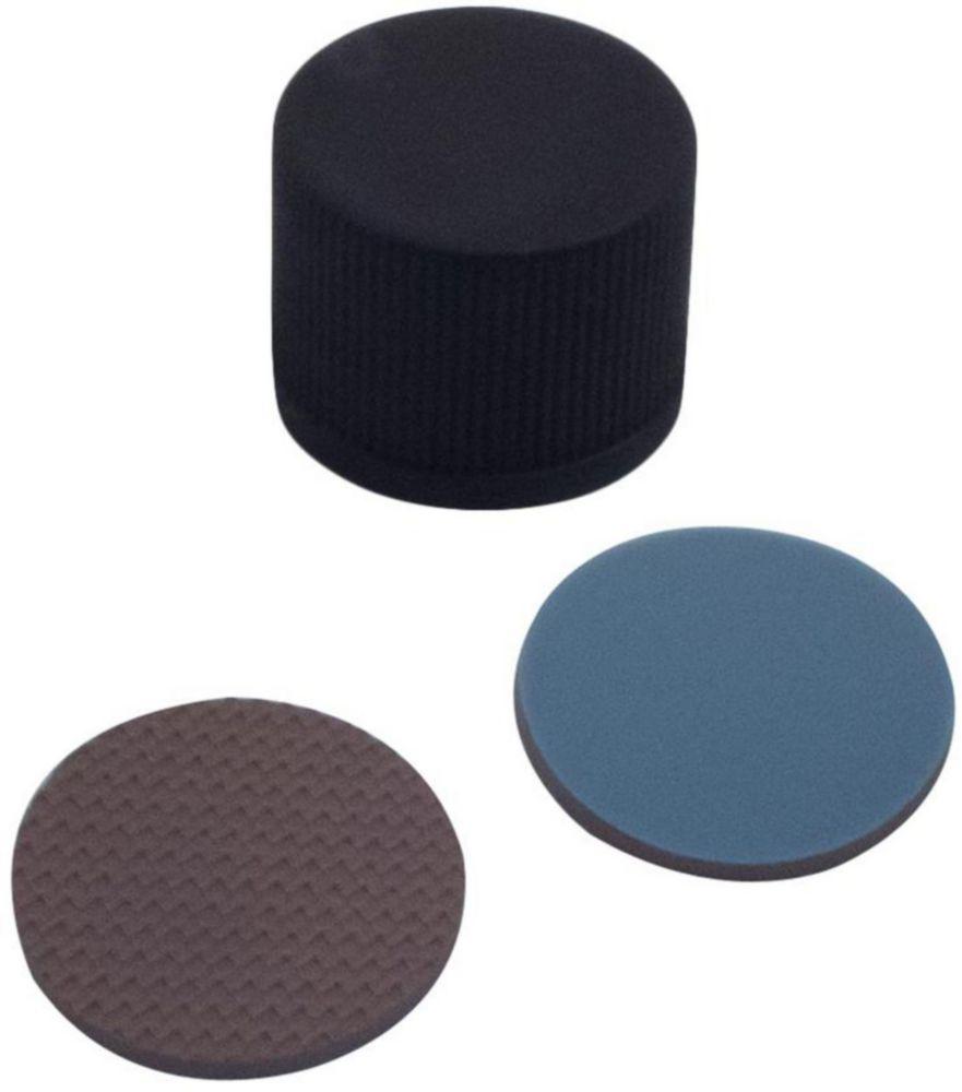 LLG Labware Screw Caps, 15 mm, Black PP, Closed, Butyl Red/PTFE Grey 1.6 mm, Pack of 100