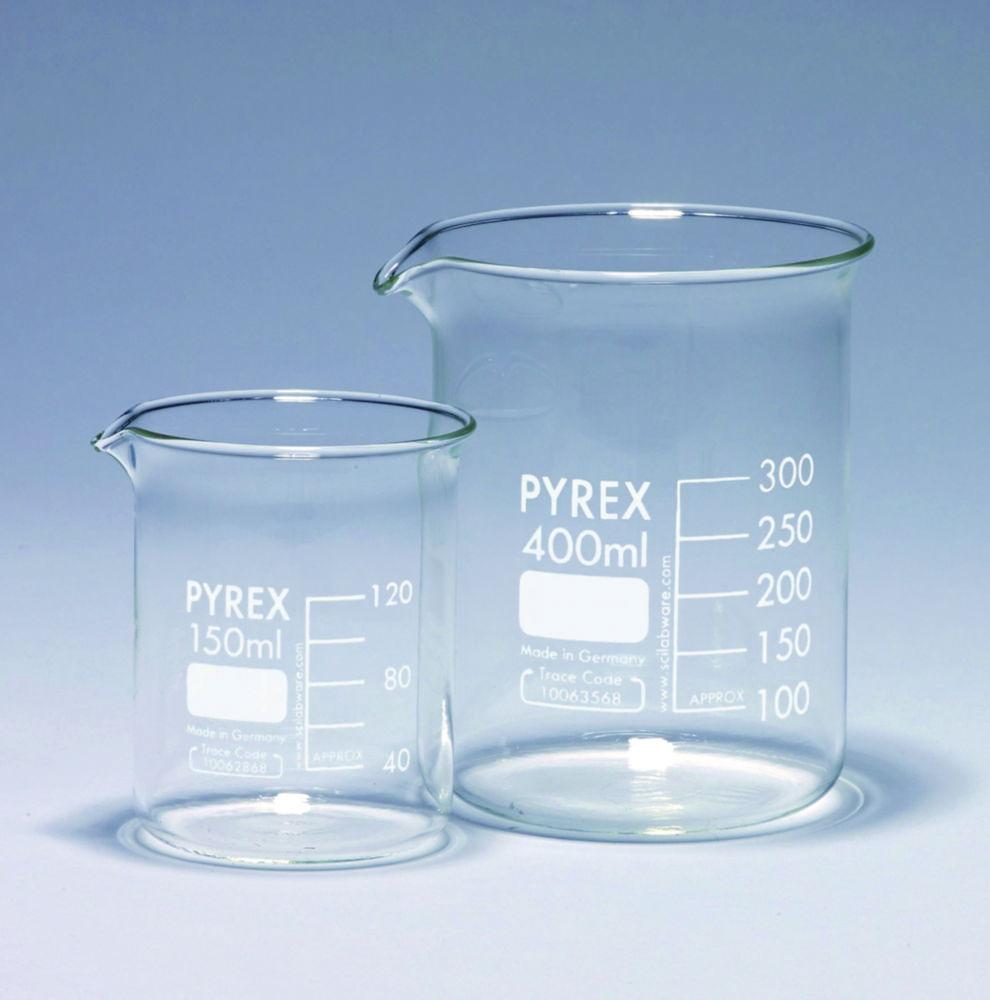 DWK Pyrex 50 mL Low Form Borosilicate Glass Graduated Beaker, Pack of 10