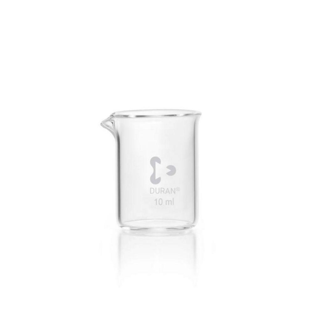 DWK Duran Low Form Beaker 10 mL with Spout, Without Graduation, Pack of 10