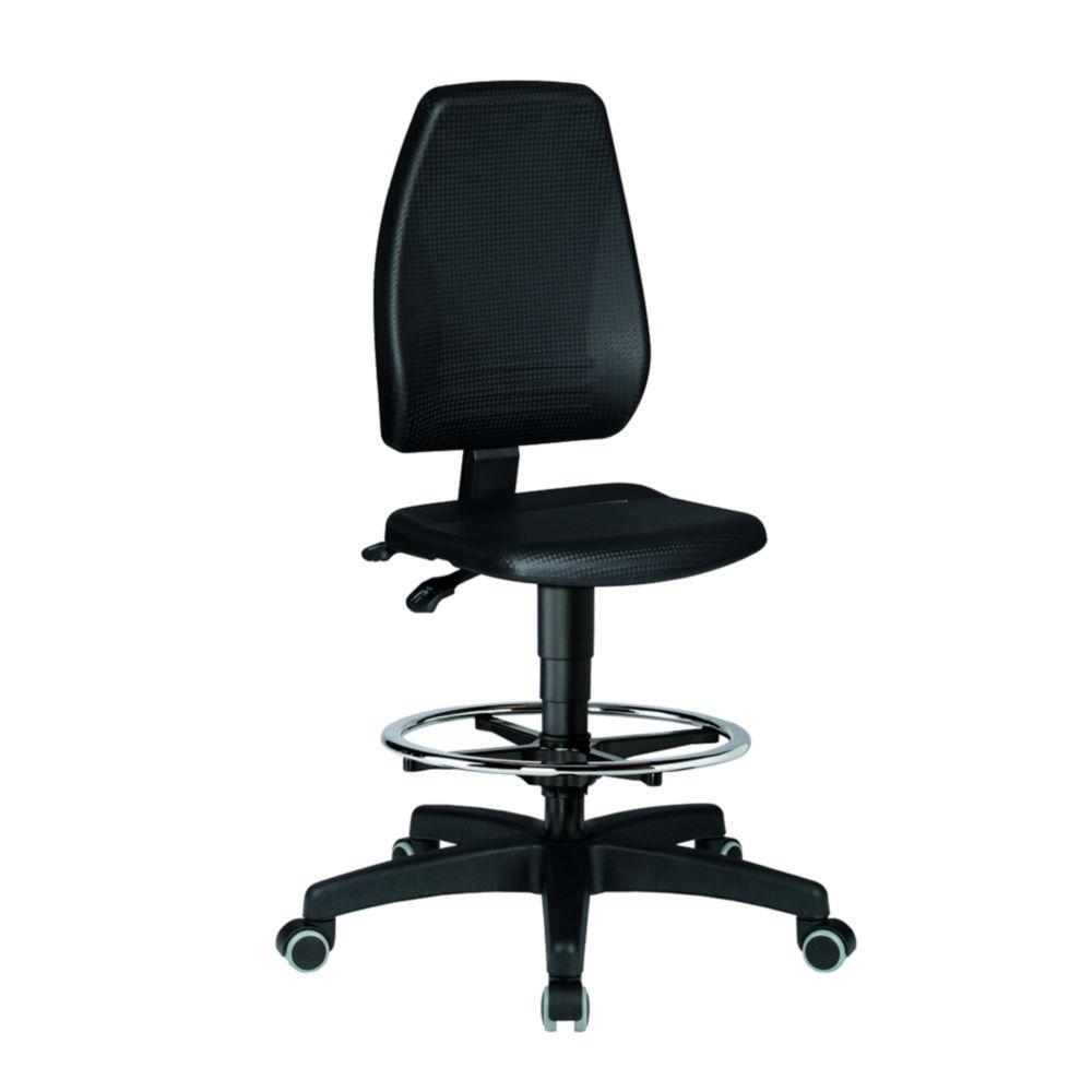 LLG Lab Chair PU Foam Black Stop-and-Go Castors Foot Ring, Seat Height 620-890mm