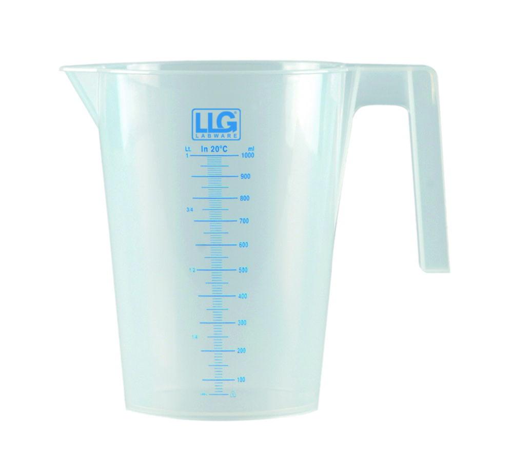 LLG Beaker 1000 ml PP ISO 7056 Blue Scale with Handle Pack of 2