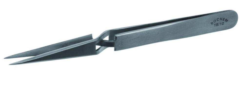 BOCHEM Precision Tweezers, 120mm, 18/10 Steel, Straight, Very Pointed, Self-Clamping