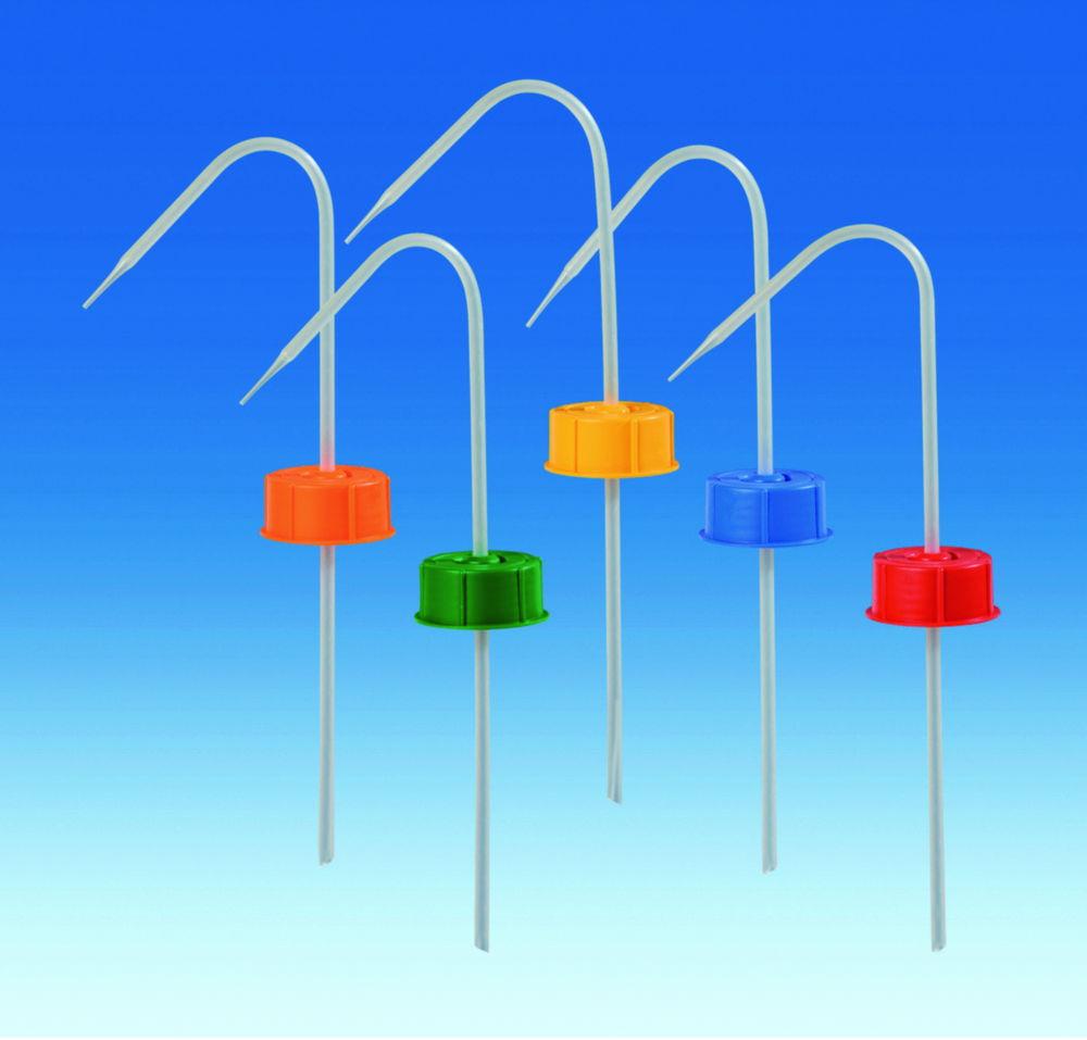 VITLAB Vent Cap with Screw Connection and Squirt Pipe, PP Green for Bottle 500 mL, GL-25