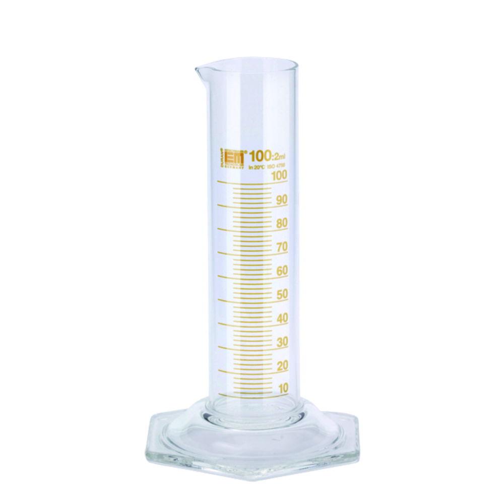 Hirschmann Laborgeräte Measuring Cylinder 250mL DURAN N.F., Brown Graduation