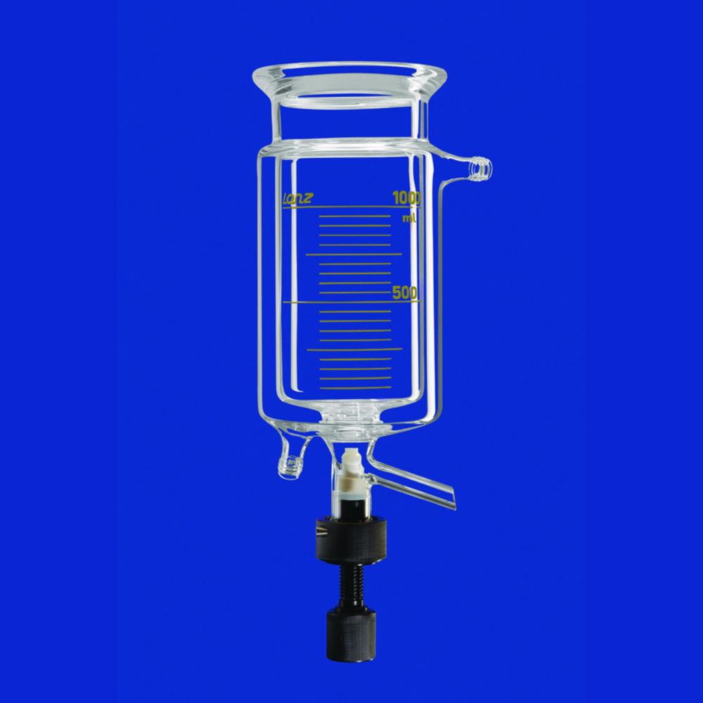 Lenz-Laborglas Reaction Vessel, Cylindrical, with Thermostatic Jacket and Withdrawal Valve, LF 60, Capacity 0.5 L