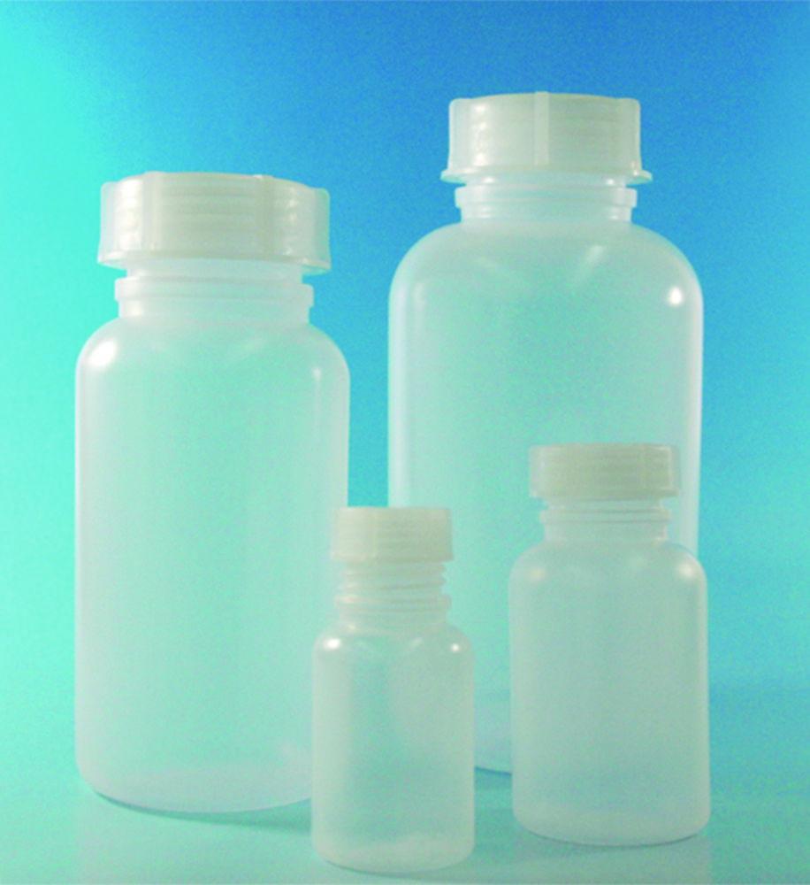 LLG Wide Neck Bottle 250 mL, Round, LDPE Natural, with Closure, Pack of 10
