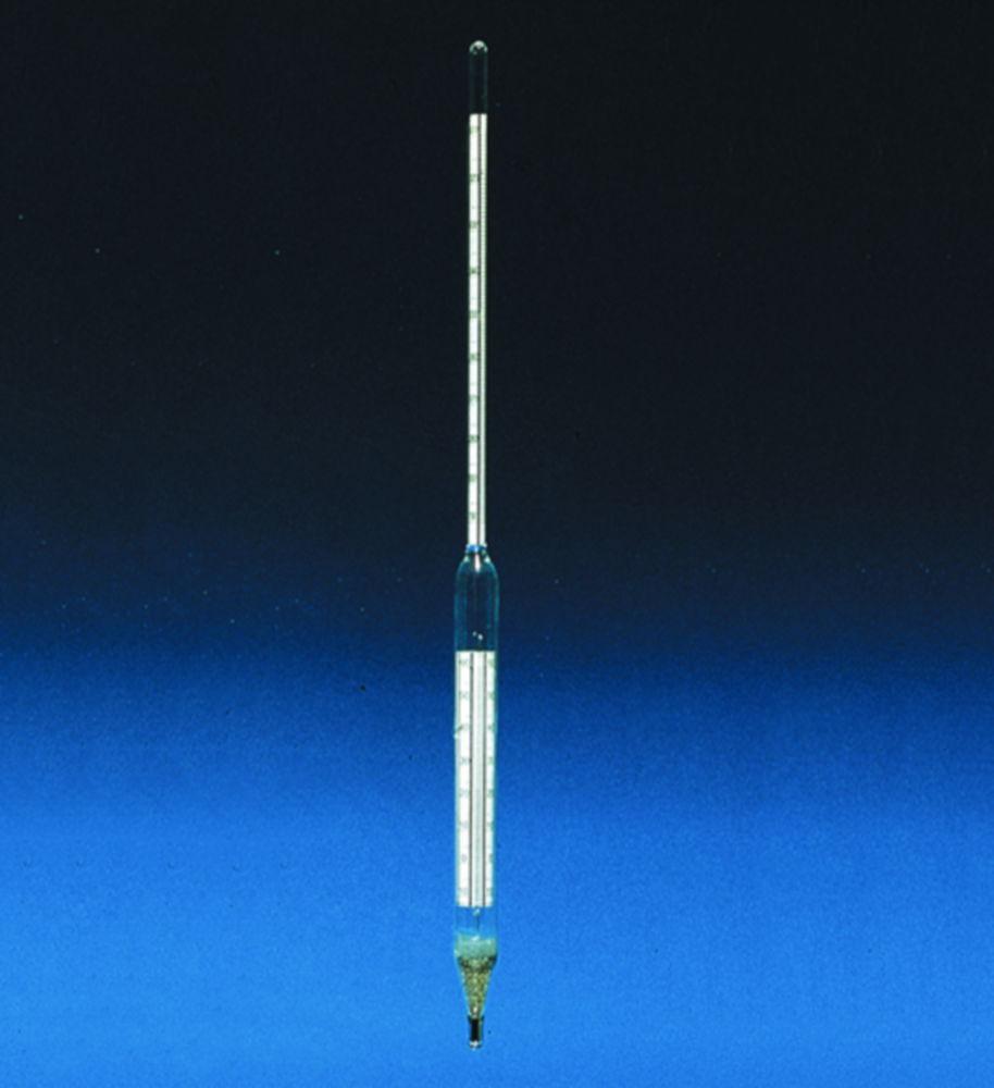 Hydrometer, mineral oil, adujustable 0,890-0,990, with blue Wg.-thermometer