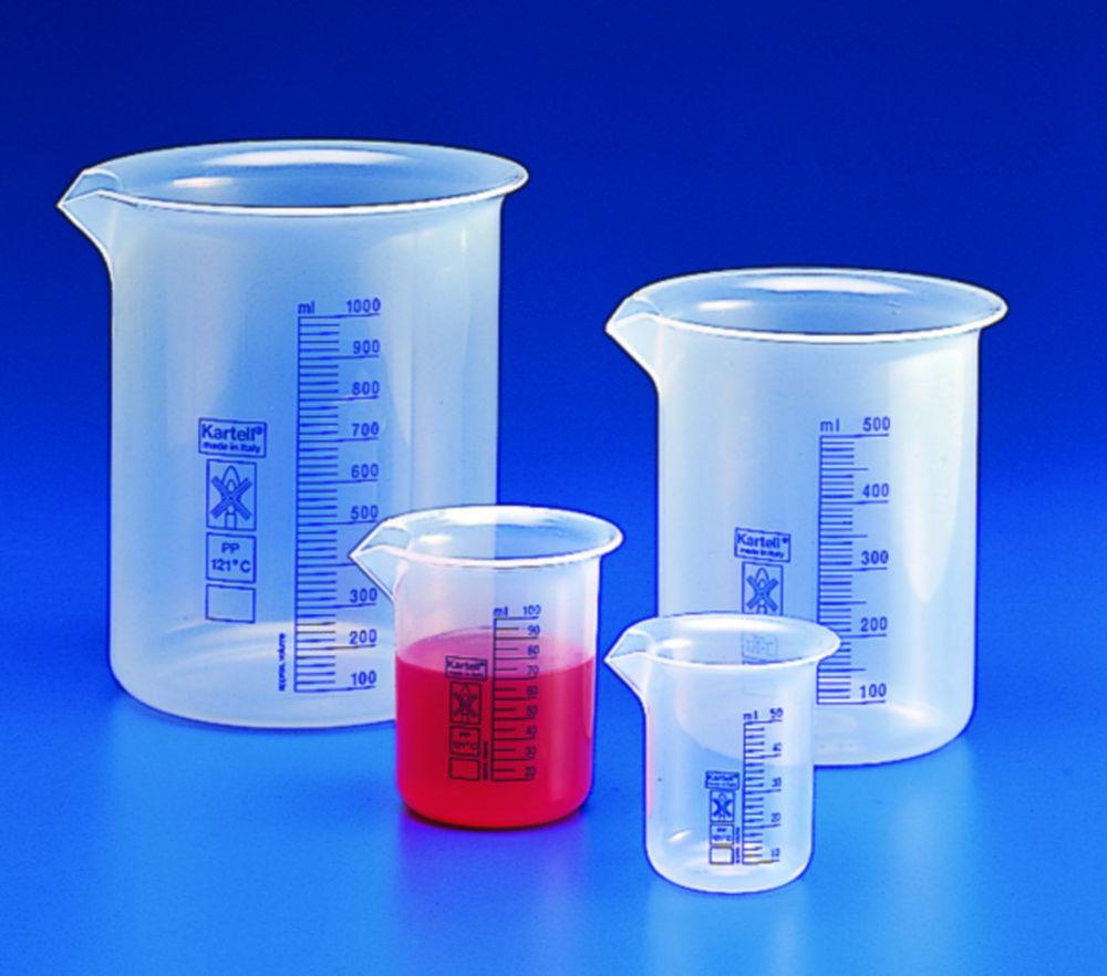 Kartell Griffin Beaker 3000 mL Blue Graduation PP Low Form Autoclavable Up to 121°C for 20 Min