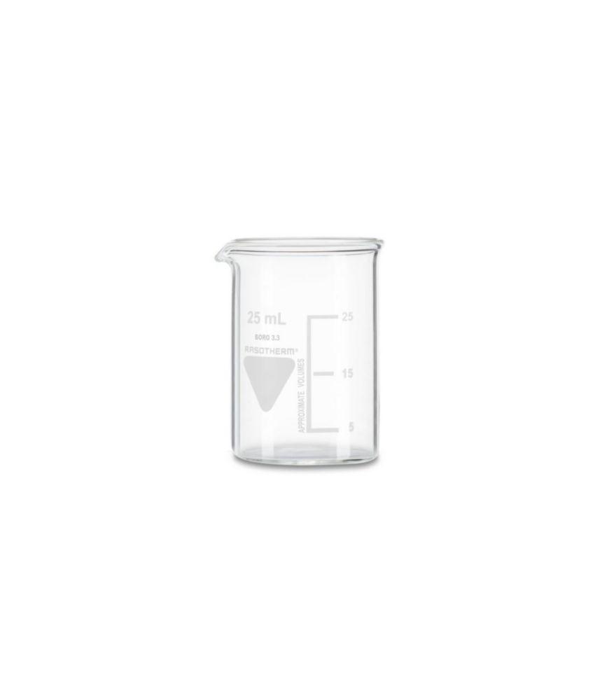 Scherf Beakers 25 ml, Low Form, Boro 3.3 with Division and Spout, Pack of 10