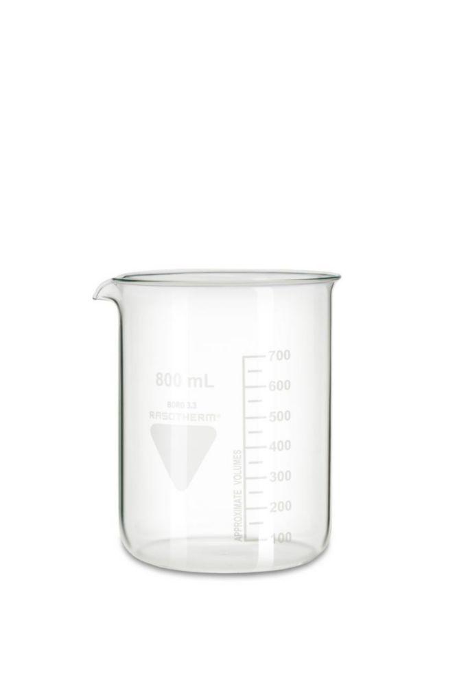 Scherf Beakers 800ml Low Form Boro 3.3 with Division and Spout, Pack of 10