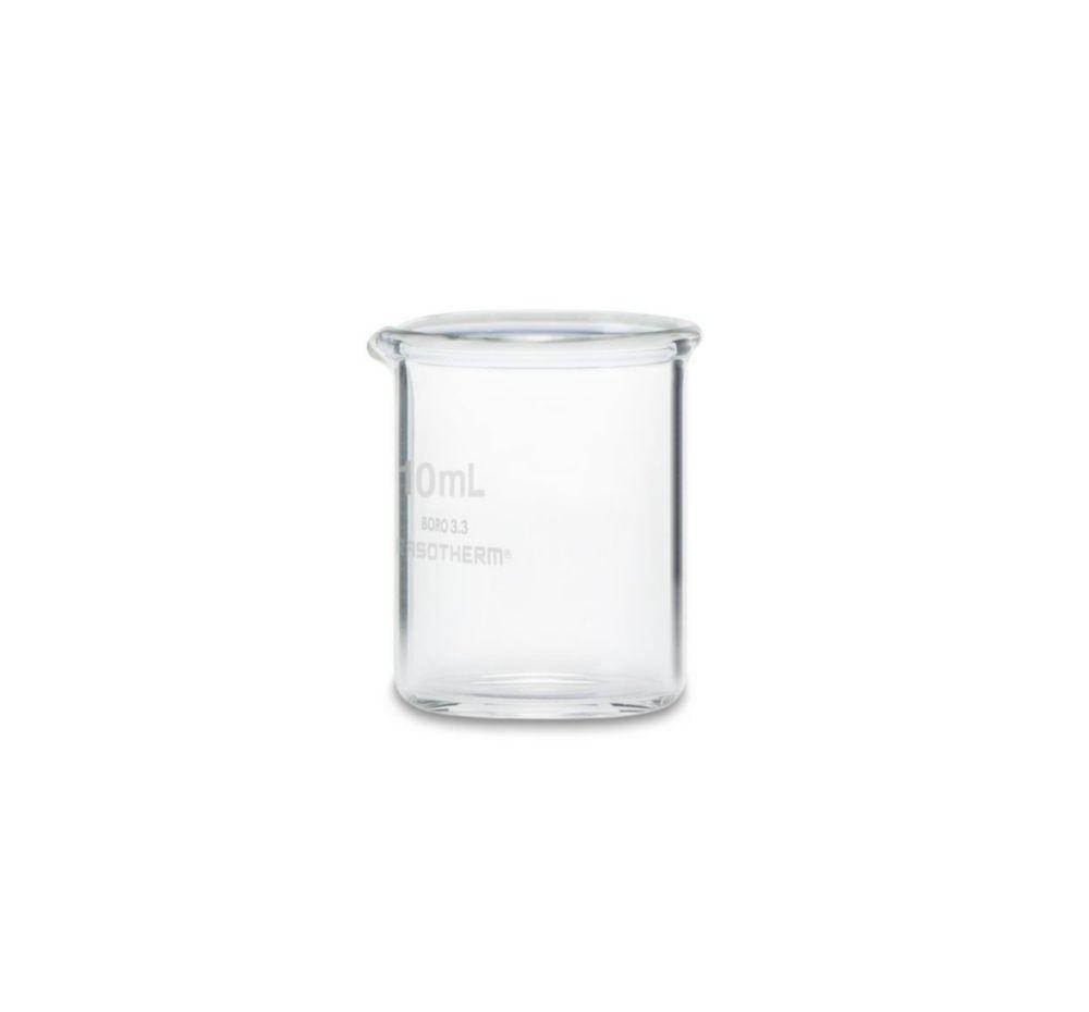 Scherf Beakers 10 ml, Low Form, Boro 3.3, without Division, W. Spout, Pack of 10