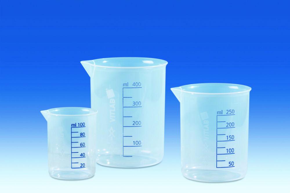 VITLAB Griffin Beaker 100 ml, PP Blue-Embossed Graduation, Translucent

