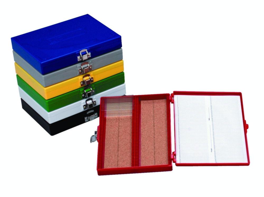 Heathrow Scientific Slide Box, Red for 100 Slides, 76 x 26 mm, Cork Insert


