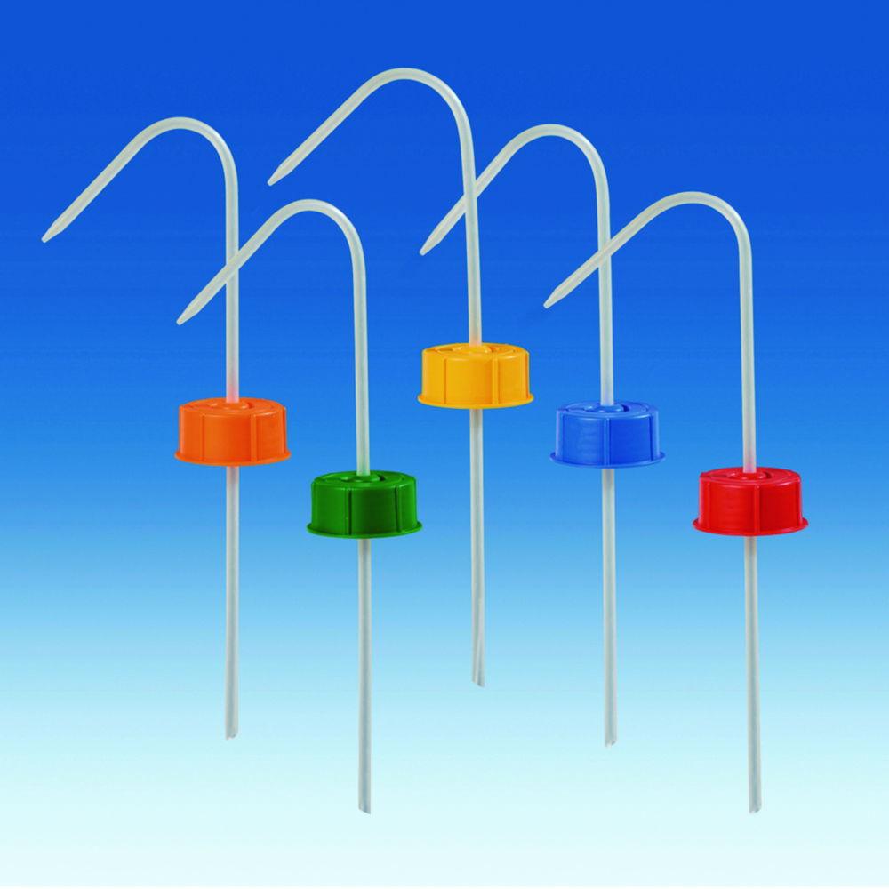 VITLAB Vent Cap Screw Connection with Squirt Pipe, PP, Clear for Bottle 500 ml, GL 45

