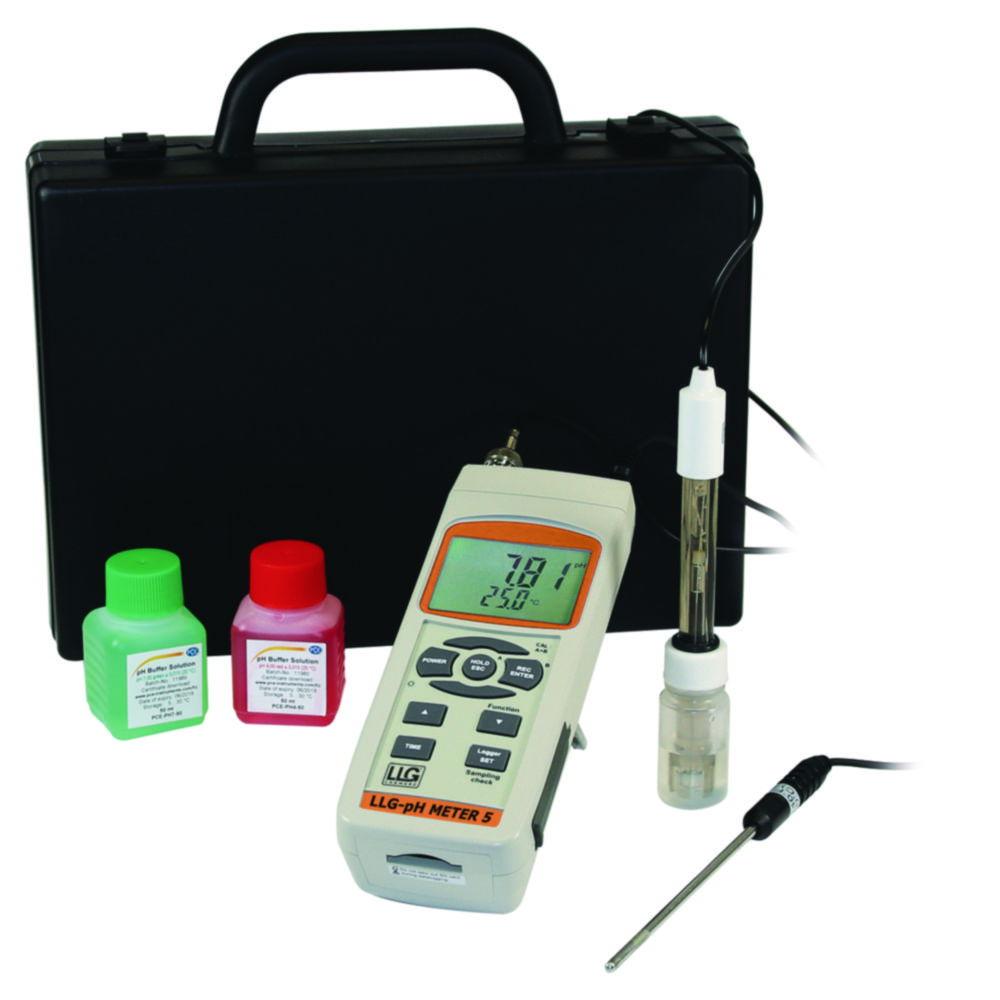 LLG pH Meter 5 Set with Electrode, Temp Sensor, SD Card, and Case