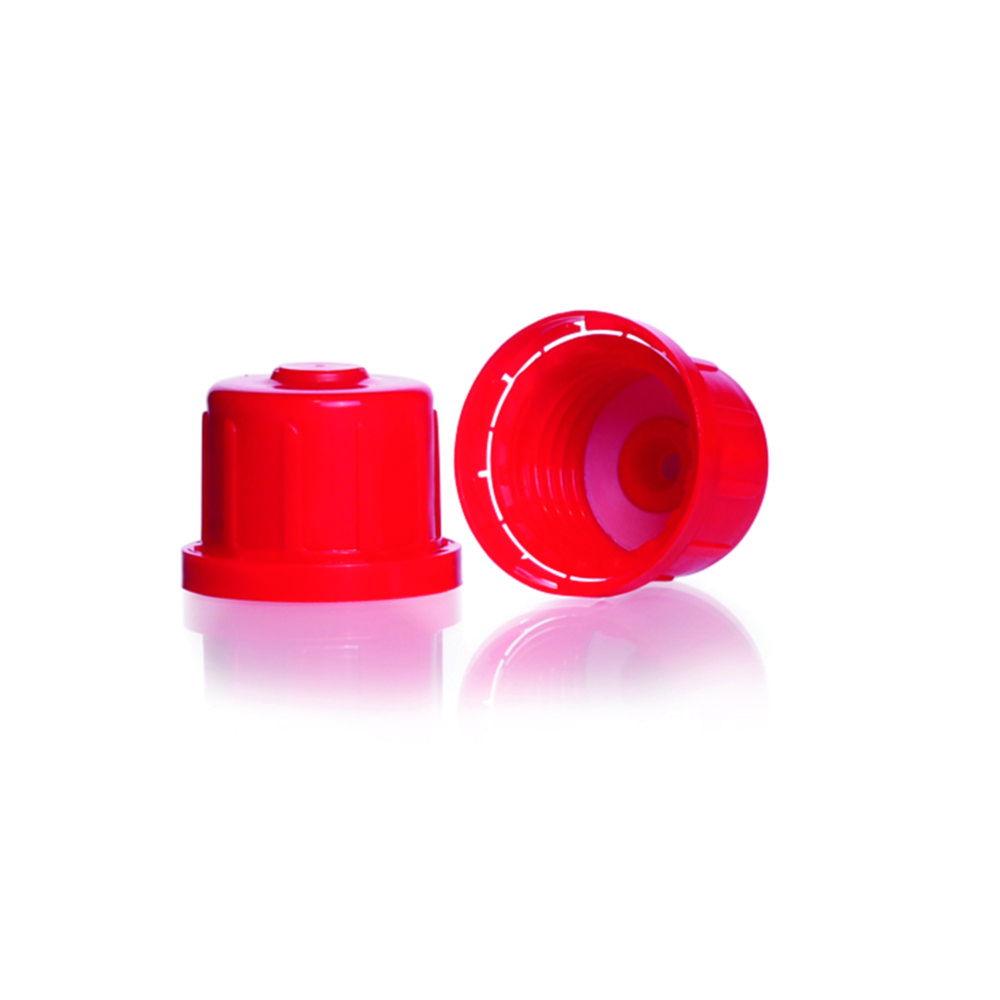 DWK Duran Screw Caps, PP, Red, with Valve, GL 32 H